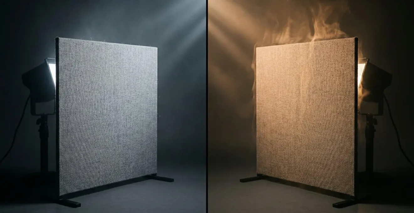 Comparaison visuelle entre éclairage LED et halogène sur stand professionnel