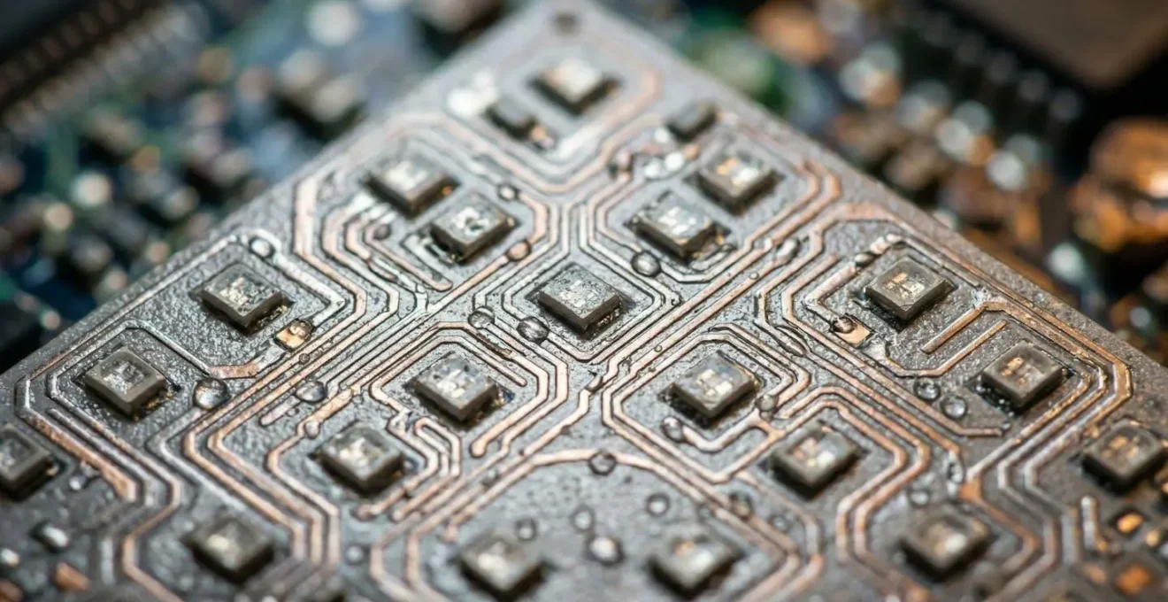 Vue macro d'un module LED avec textures de surface et détails techniques