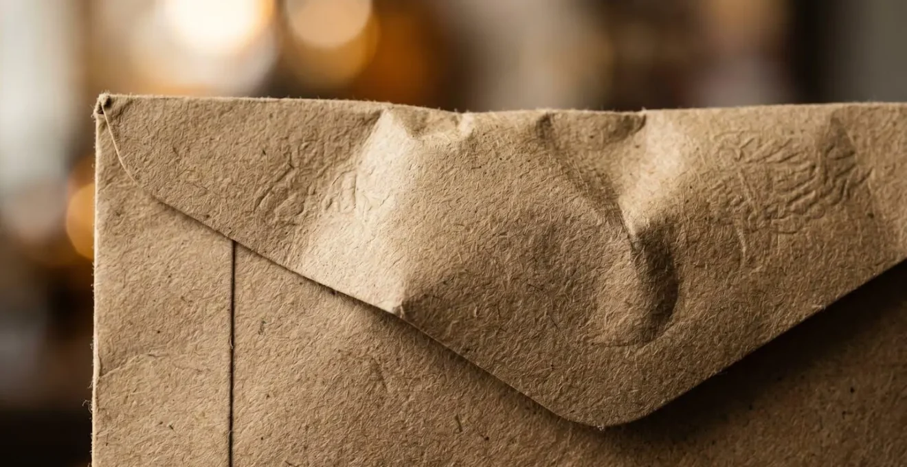 Enveloppe épaisse avec objet mystérieux créant de la curiosité